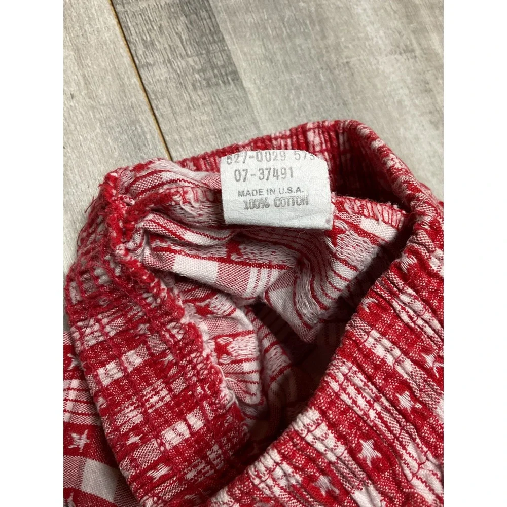 Vintage OshKosh Bgosh Red White Plaid Star Print Elastic Waist Pants Toddler 18M